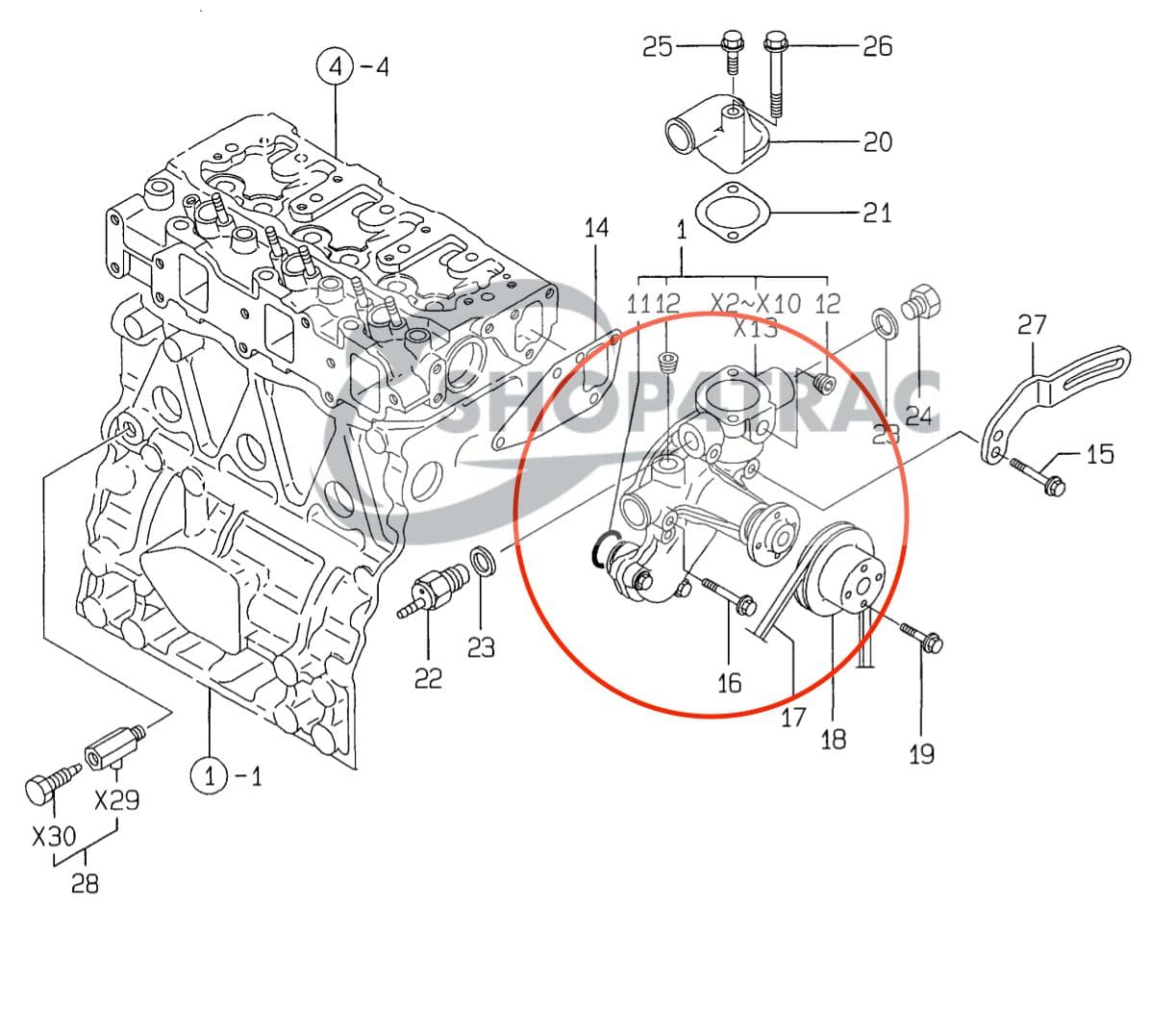 Waterpomp Yanmar 3TNE82 | Shop4Trac