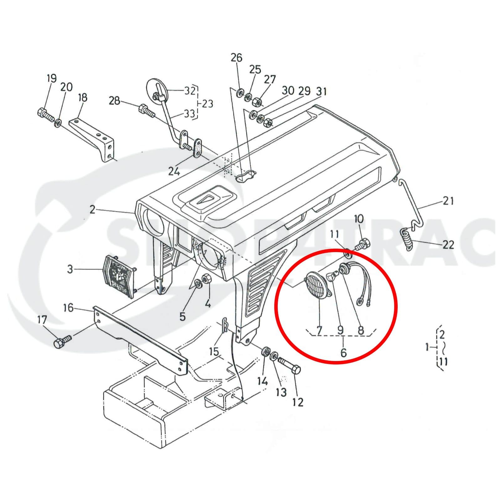 Koplamp compleet Kubota B serie: B5000, B5001, B6000, B6001, B7000, B7001 | Shop4Trac