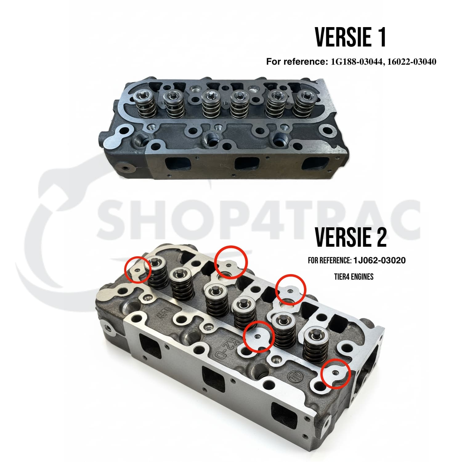 Cilinderkop compleet Kubota | D1105 | D1305 A-19 A-195 | GB20 | Bobcat | Versie 1 | E2B - E3B motoren - 2