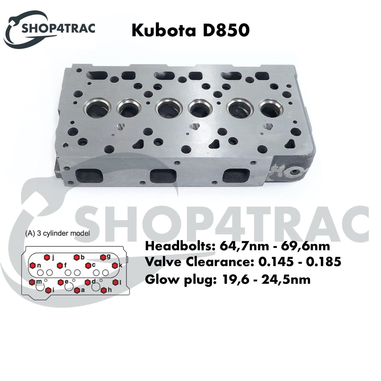 Cilinderkop Kubota B1400-B1500 | B1-14-B1-15 | D850 motor