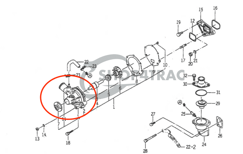 Waterpomp Iseki TK | TM | TU | TXG | SFH | SG | SGR | SXG | Sial | GEAS | TH | Shop4Trac