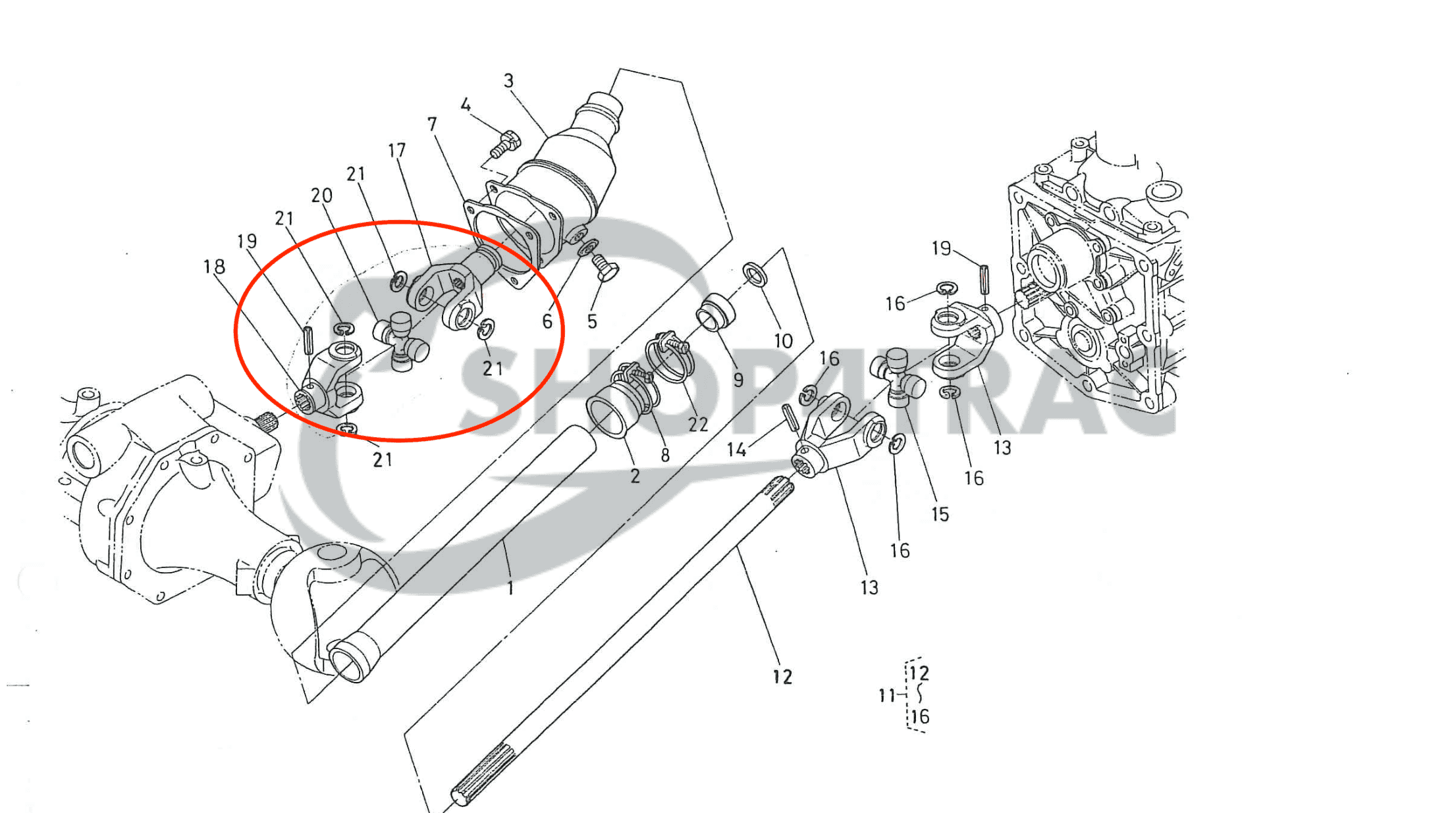 Cardan as Kubota B serie | Aste | type1 | Shop4Trac