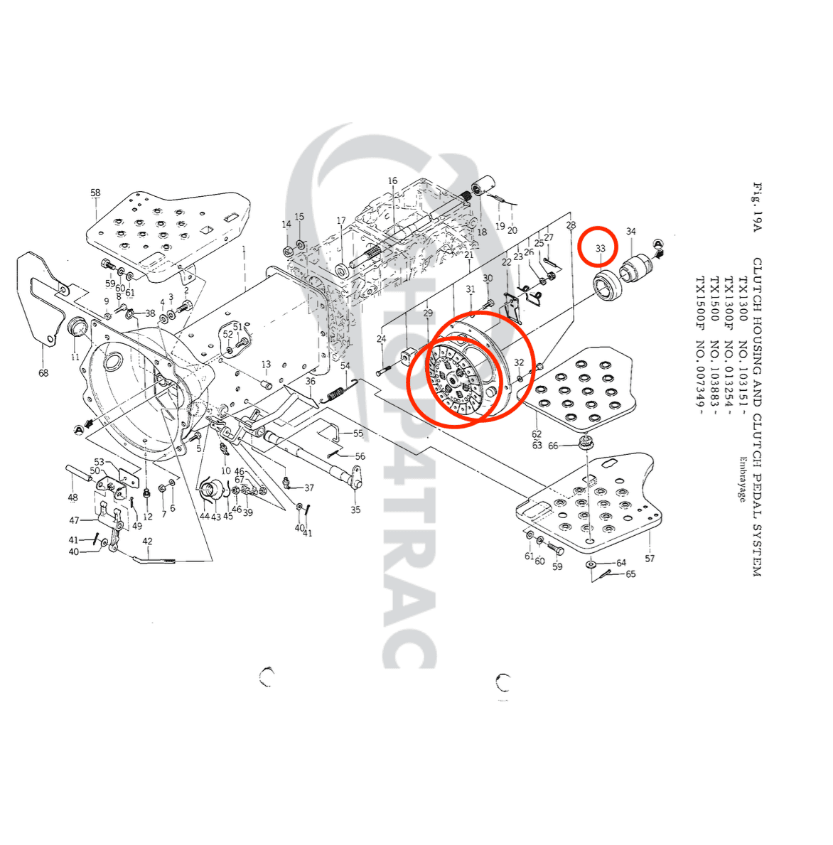 Koppelingsset Iseki TX serie | TX1210 - TX2160F | Bolens G152 - G154 | G172 - G174 - 6