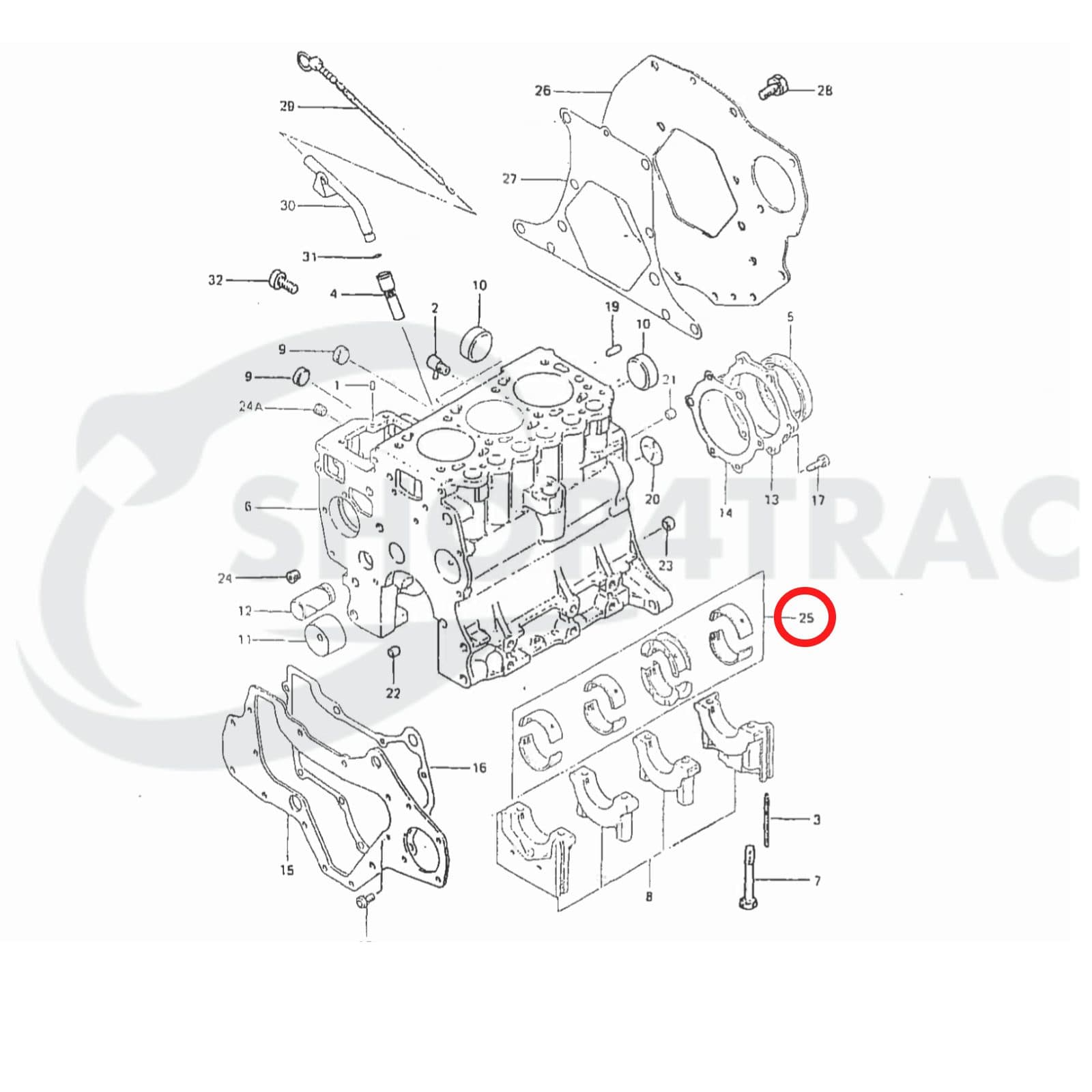 Hoofdlager set Mitsubishi K3A, K3B, K3C, K3D, K3E, S3L, S3L2 | Shop4Trac