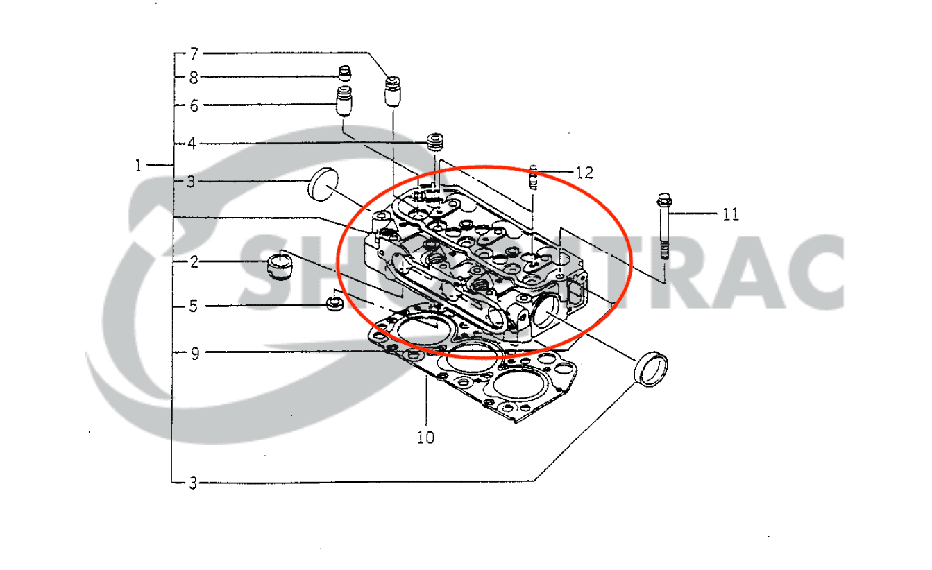 Cilinderkop Iseki E3100 | SIAL TF17, TF317 | Shop4Trac