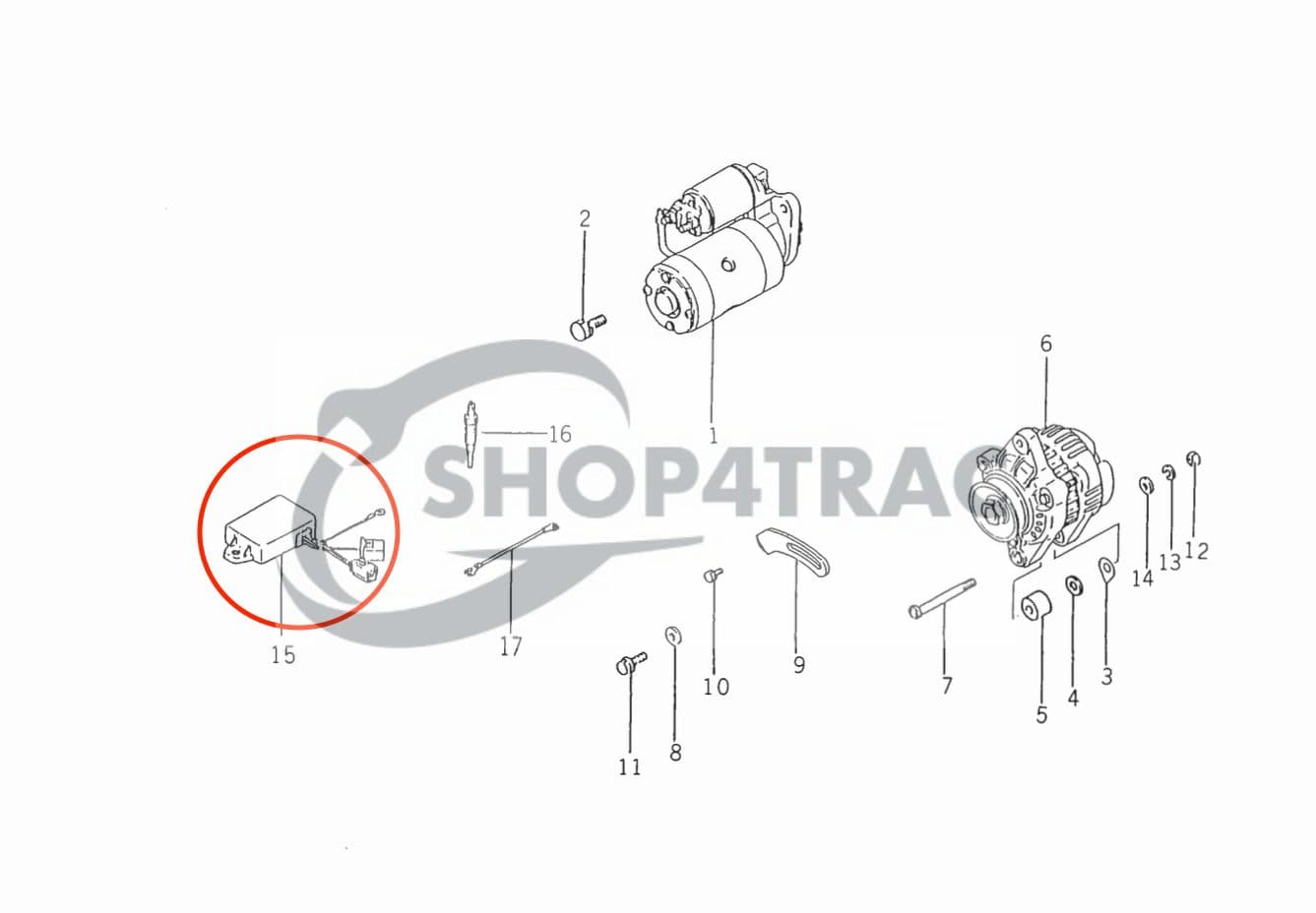 Spanningsregelaar Mitsubishi K3B, K3D, K3E, K4D, K4E, S3L, S4L | Shop4Trac