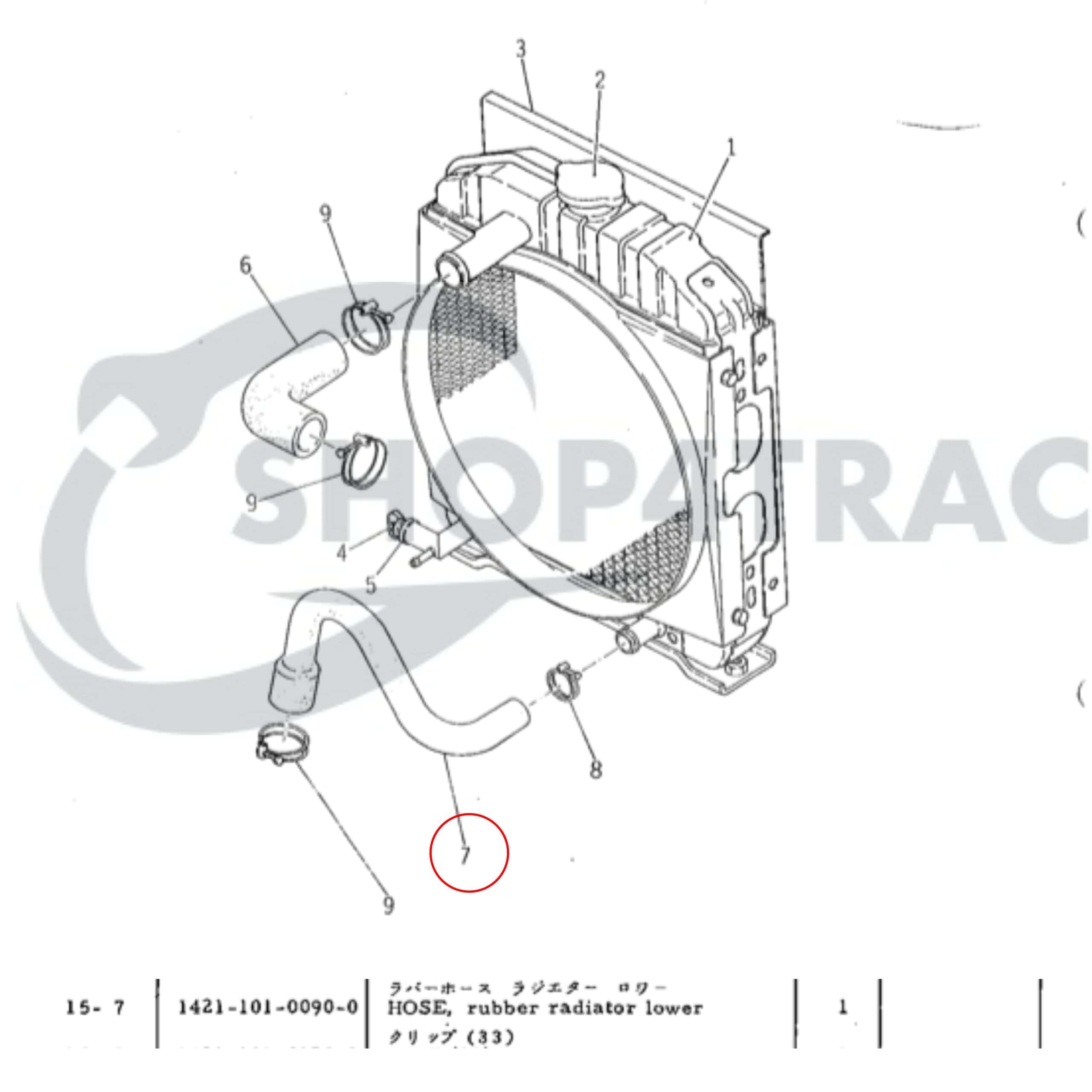 Onderste radiateurslang Iseki TS serie | Bolens G serie | 2 cylinder - 2