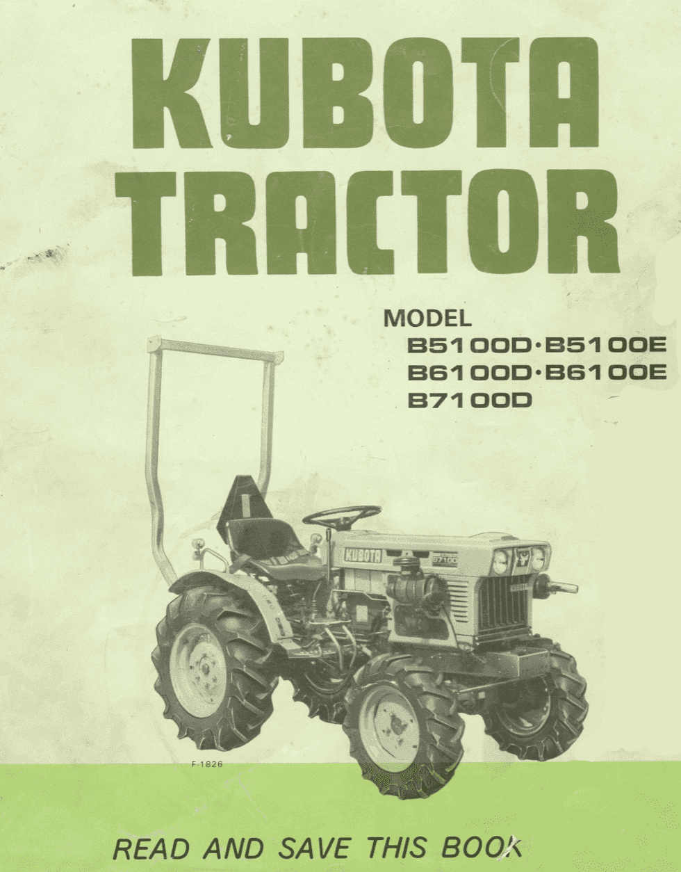 User's manual Kubota B5100 | B6100 | B7100