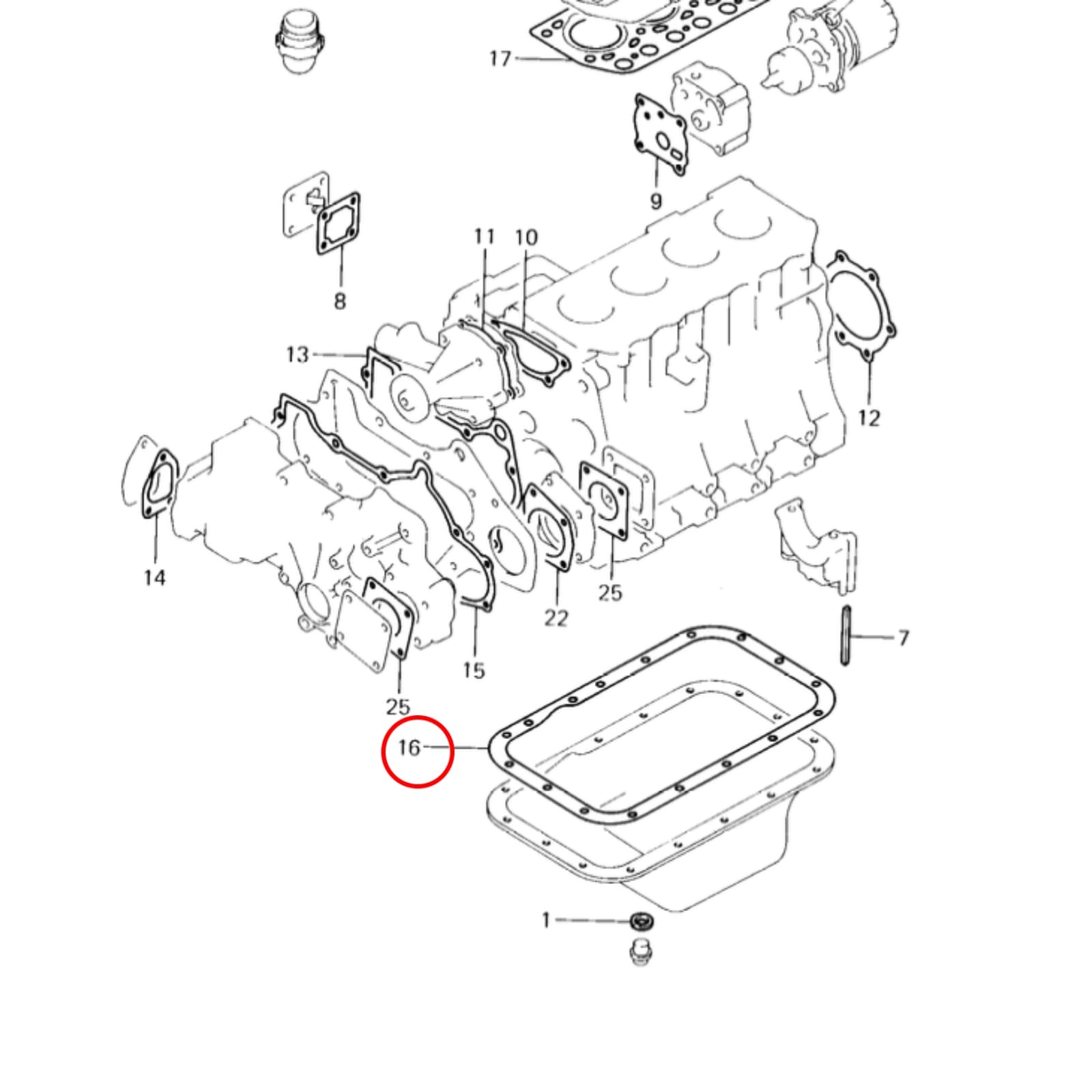 Carterpan pakking Mitsubishi K4A - K4B - K4C - K4D - K4E - K4F - 3