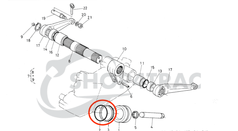 Hefcilinder O-ring en Steunring | Kubota L | L1-18 | GT3 - GT5 | B2301 - B3350 | Kioti LK2554 - 2