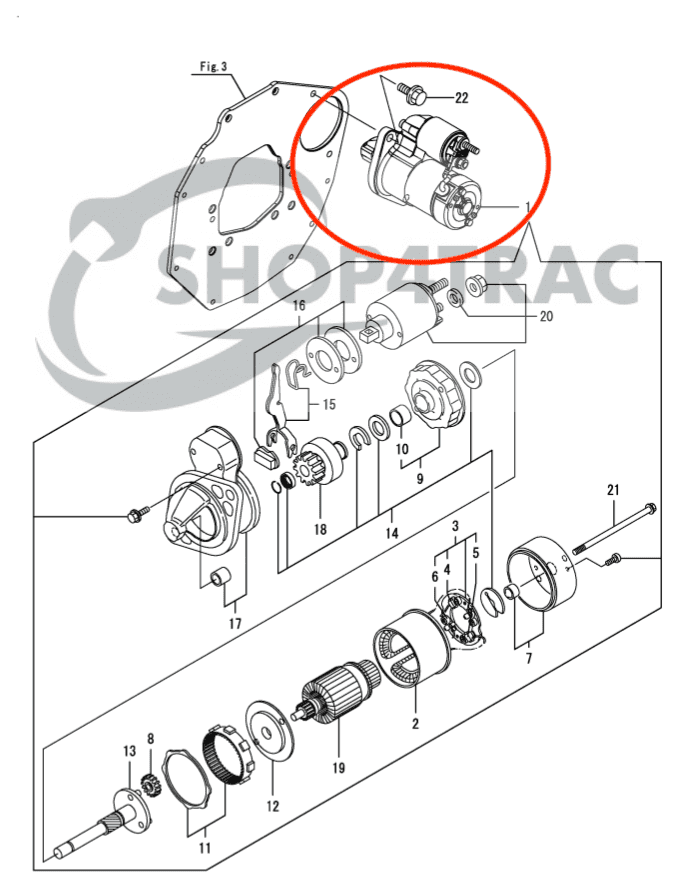Startmotor Yanmar 3TNM72 | 3TNM68 | 3TNV70 | Shop4Trac