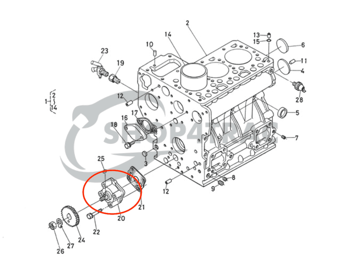 Motoroliepomp Kubota D750 | D850 | D950 | V1100 | V1200 | Shop4Trac