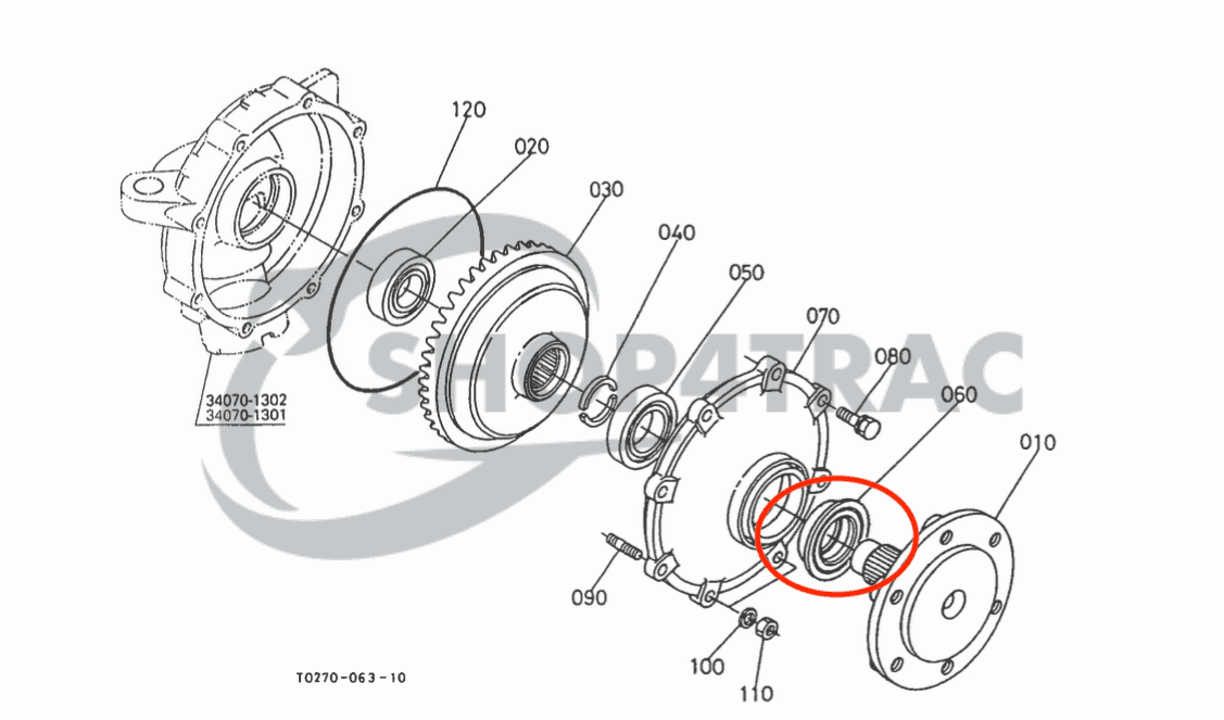 Kubota keerring vooras GL19 - GL33 | GL201 - GL280 | L1 serie  | BQ4504F | Shop4Trac