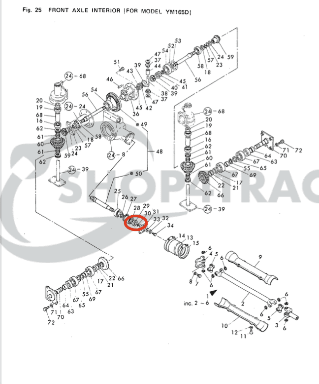 Keerring differentieel - PTO TE3210 - TE4270 | TU1700 - TU2101F | TX1000 - TX2160F | TC30458 | Yanmar vooras - 5