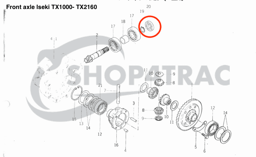Keerring Iseki vooras differentieel TX1000 - TX2160F | Kubota B6000 | TC25478 - 2