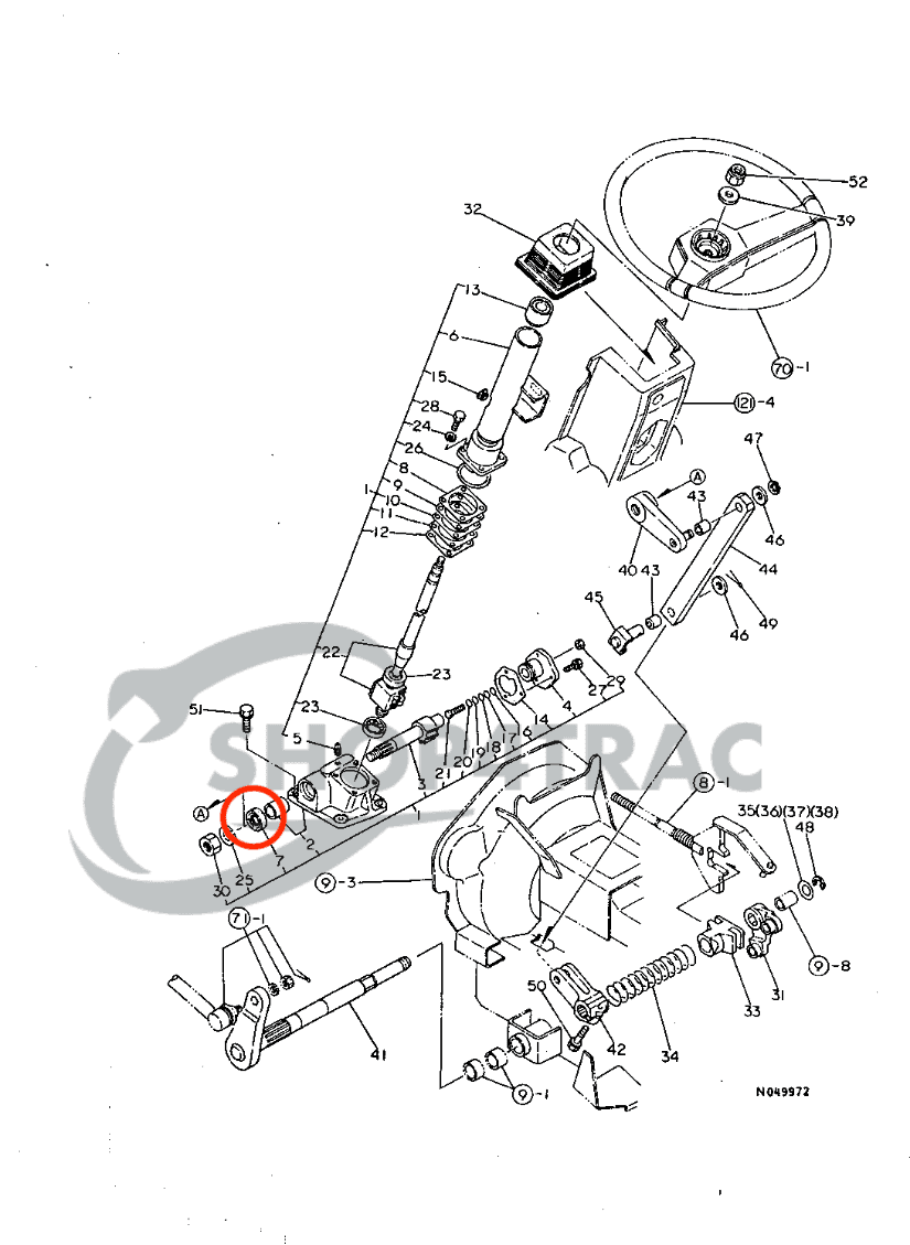 Keerring Stuuruitgang as | stuurpomp oliekeerring Yanmar | Kubota | TC22358 - 2