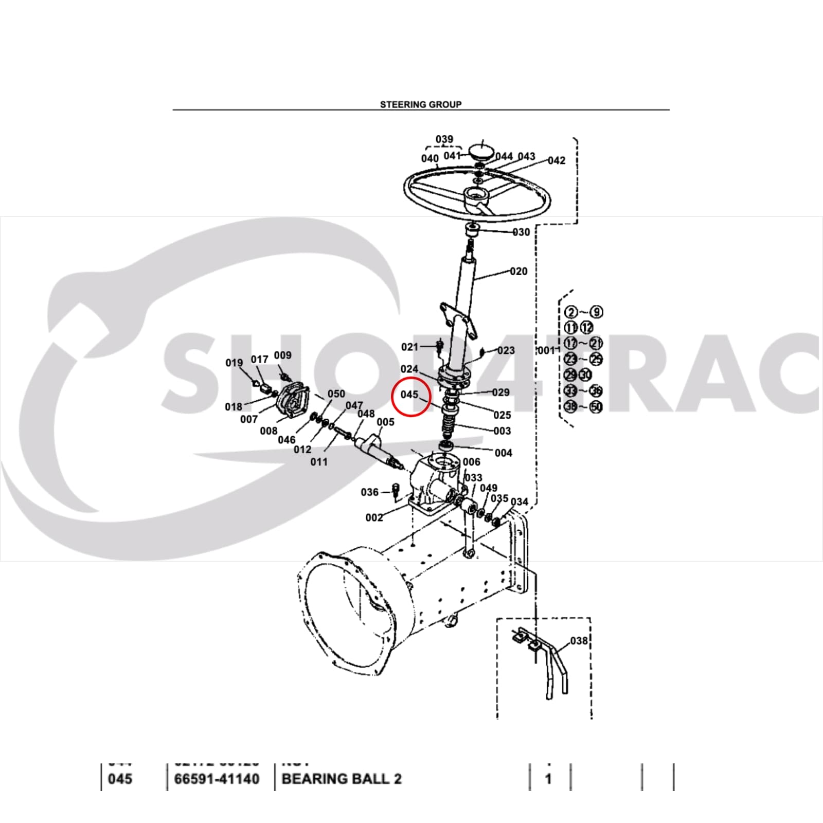 Stuurkolom lager Kubota L serie | Yanmar | B6000 Bovenste - 2