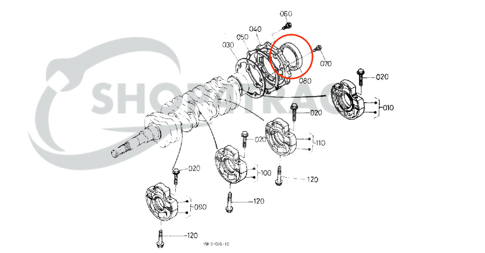 Kubota Krukas keerring achterzijde D1102- D1803 | V1702 - V2403 - 2