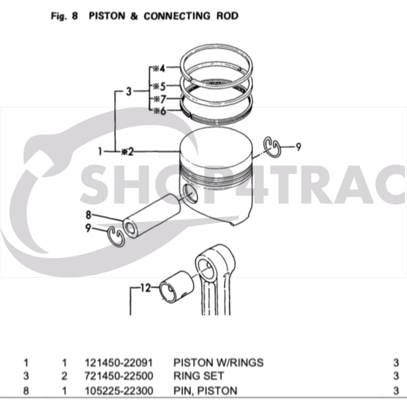 Zuiger Yanmar 2T72 | 3T72 | F15 | YM180 - 2