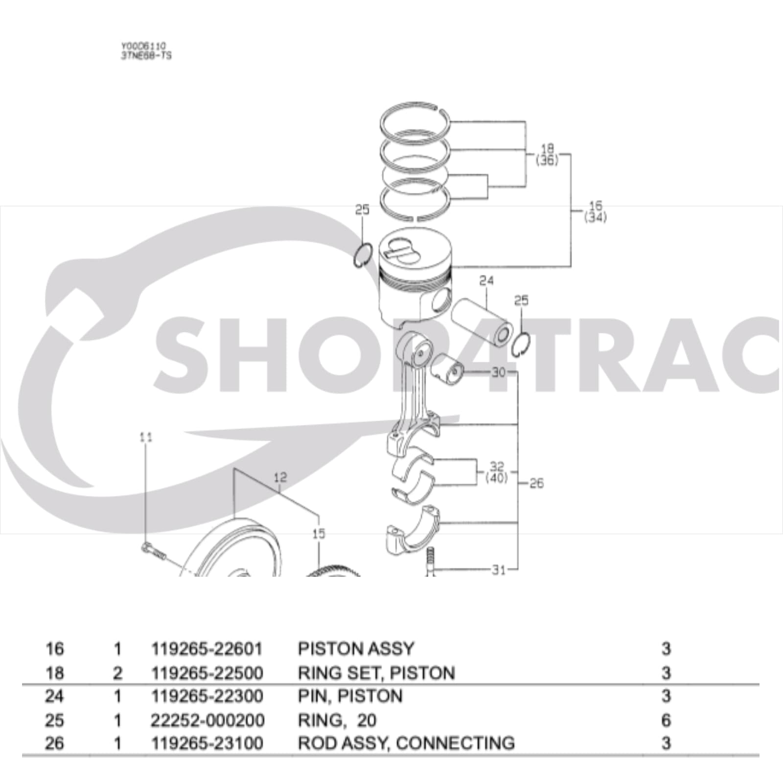 Zuiger Yanmar 2TNE68 | 3TNE68 | Takeuchi | Komatsu 3D68E - 2