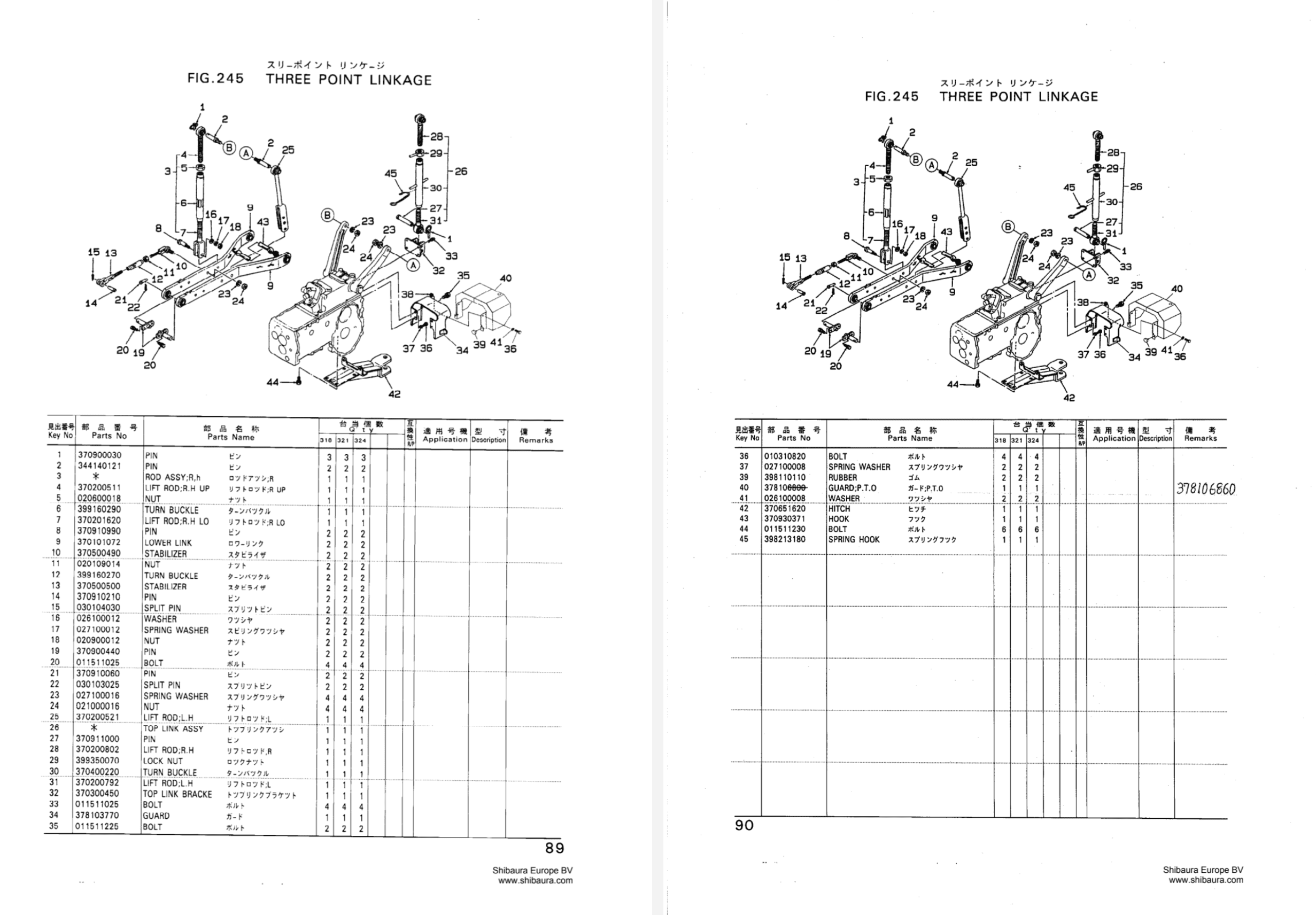 Shibaura Onderdelenlijst ST318 | ST321 | ST324 | Engels