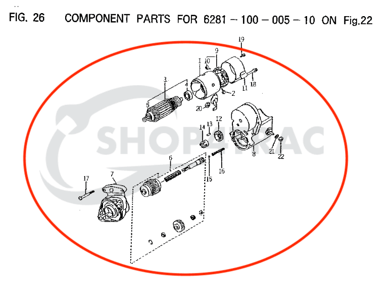 Startmotor Iseki TM15 - TM223 | Agco 25 | Challenger MT225 | E3112 - E393 - 5