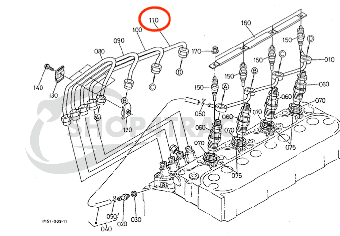 Injection line | Pressure line Kubota V1305 | V1505 | D1005 | D1105 | 16271-53742