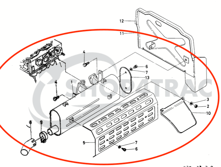 Uitlaatdemper Kubota B7000 | Zen-noh ZB7000 - 2