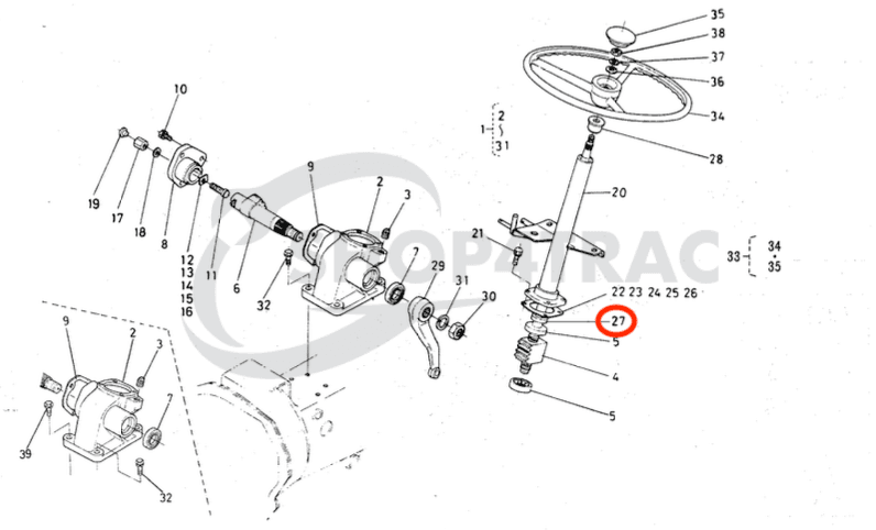 Keerring Kubota B1200 - B1402 | B1750 | B5000 - B6100 stuurkolom keerring | TC16287 - 3