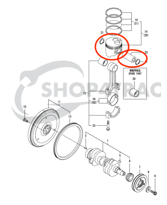 Zuiger Yanmar 3TNV76 | Takeushi | Goldoni | Komatsu | Landini | McCormick | Valpadana - 3