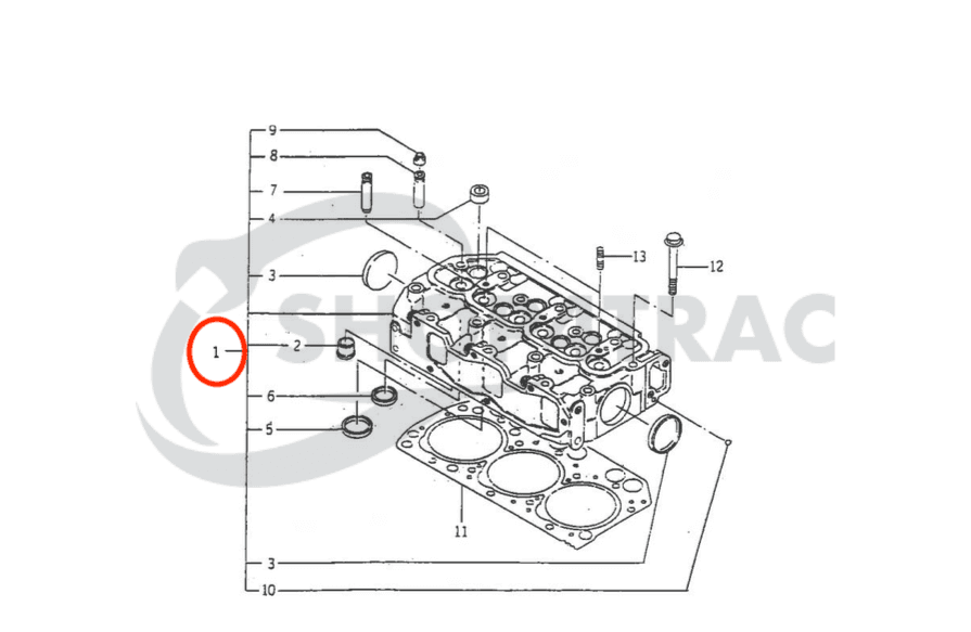 Cilinderkop Iseki E3CD | E3CD-T | E3CE | compleet + koppakking + gloeibougie - 5