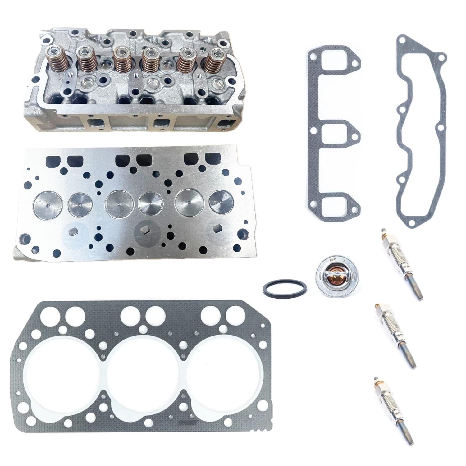 Cylinder Head Iseki E3CD | E3CD-T | E3CE | complete + cylinder head gasket + glow plug