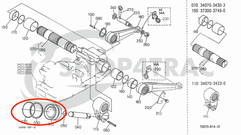 Hef-cilinder zuiger | Hefzuiger compleet Kubota GL19 - GL32 | GL220 - GL338 | L2900 - L4400 | L3010 - L4610 - 2