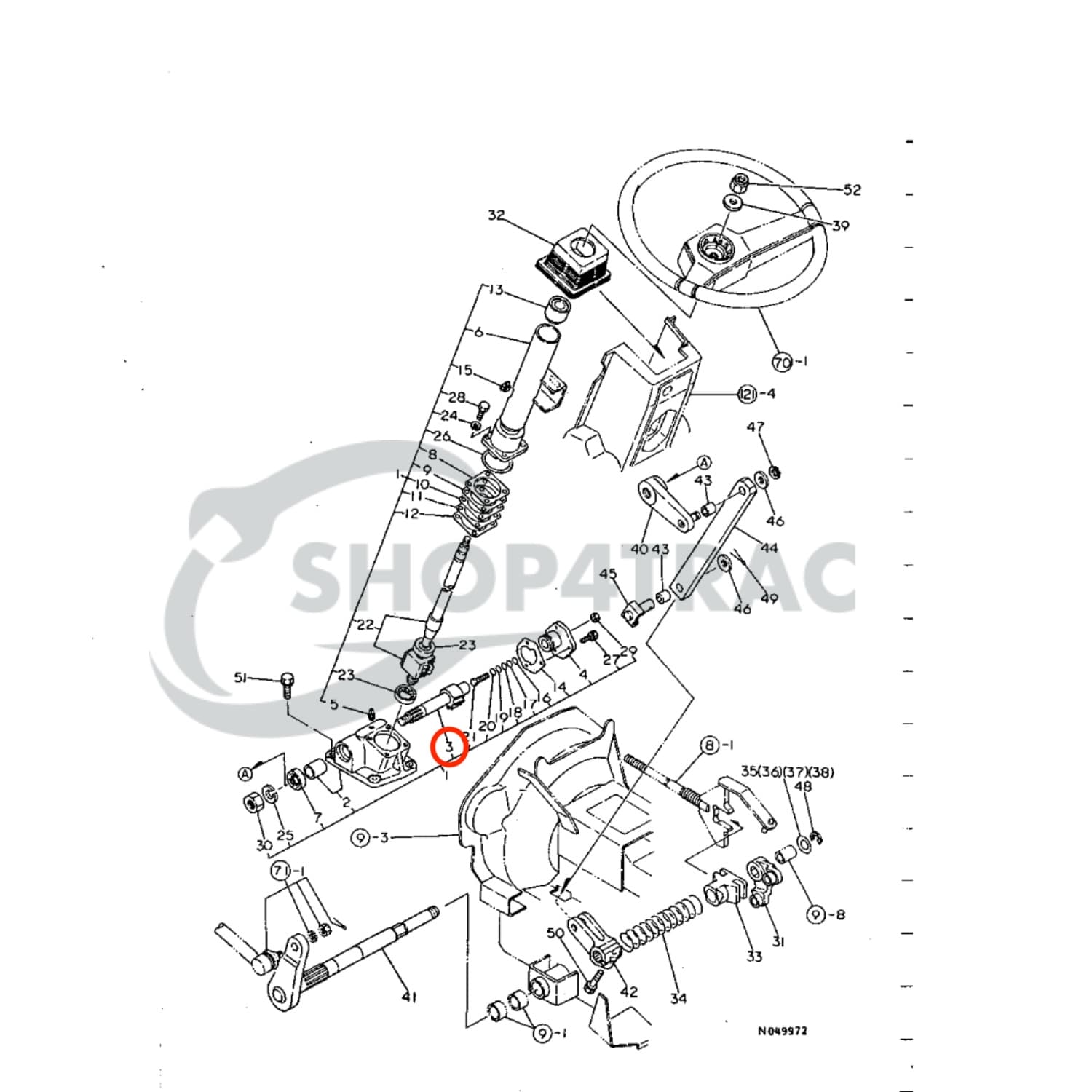 Stuuras | Stuurdeel Yanmar F13 - F165D | YM122 - YM186 | YM1300-RED | YM1301 - YM165D - 3
