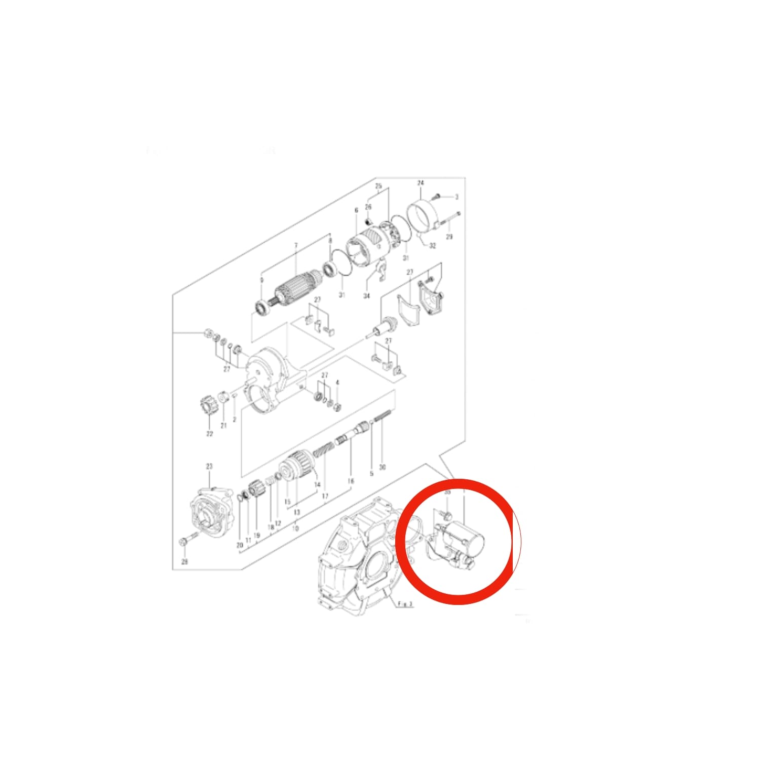 Startmotor Yanmar 3TNV70 | 3TNV76 | 3TNV80 | 3TNV80F-SPSU - 6