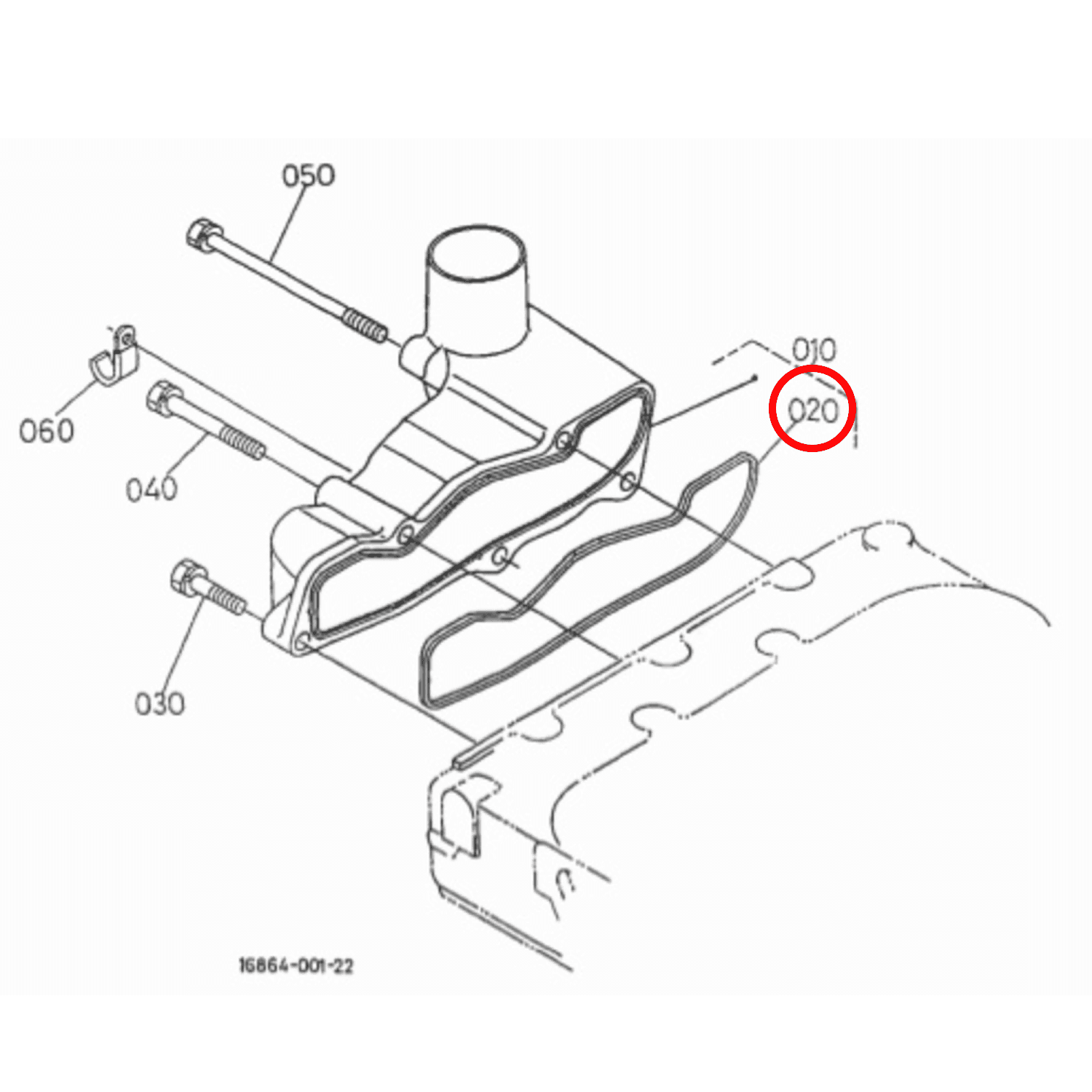 Kleppendekselpakking D722 Basic Kubota motor | Bobcat | Komatsu - 2