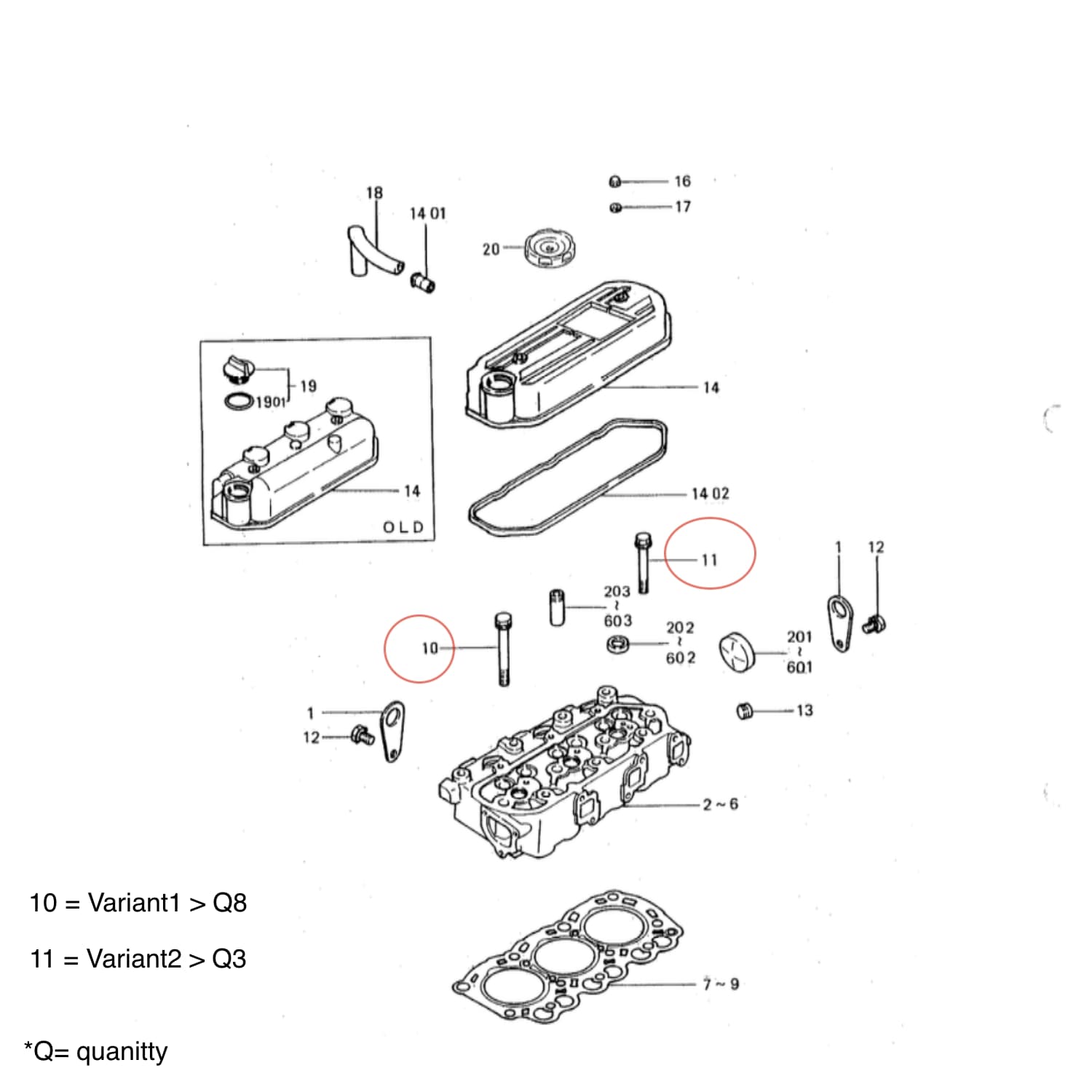 Cilinderkopbout | kopbout Mitsubishi L3A| L3C | L3E | L3E2 | MVL3E motor | Peljob - 2