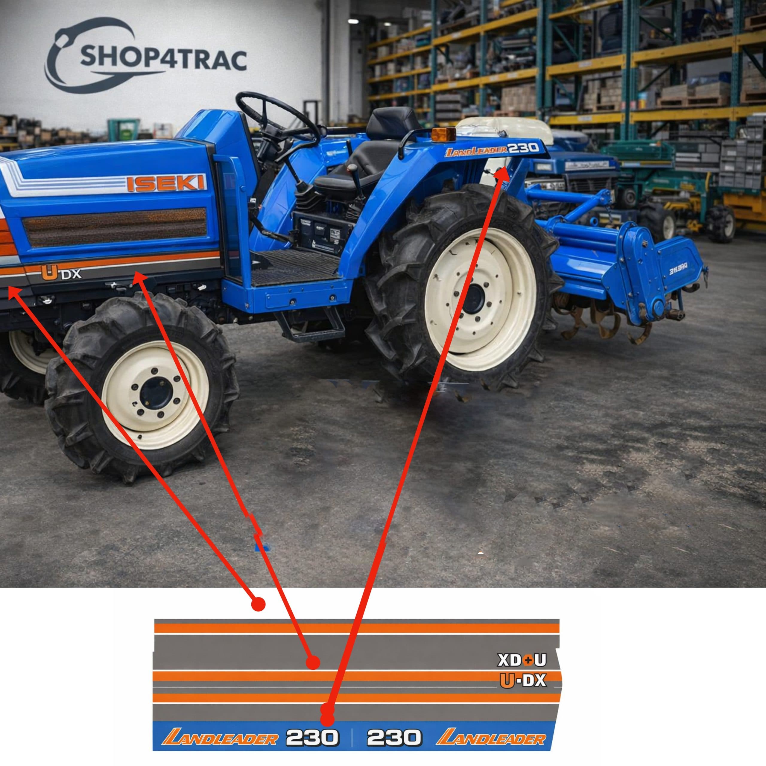 Sticker | Stickerset Iseki Landleader TA230 | voorzijde +achterzijde - 2